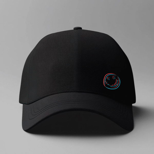 blue smiley face cap